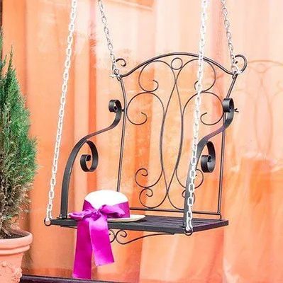 Zdjęcie produktu dla DanDiBo Fotel Wiszący Czarny Metalowy Relax Huśtawka z Łańcuchami Wisząca Ławka Huśtawka Ogrodowa Hollywood Swing