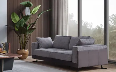 Produktbild von Grauer Polster 4-Sitzer Couch Wohnzimmer Viersitzer Sofa Luxus Möbel