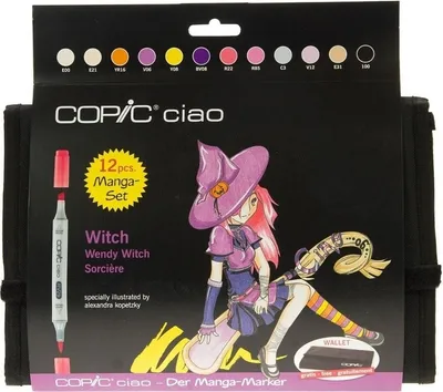 Immagine prodotto di COPIC Ciao pennello e scalpello bifacciale 12, toni da strega manga in astuccio