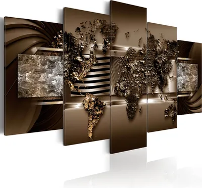 Produktbild von Leinwandbilder 200x100 cm k-A-0026-b-n Vlies Leinwandbild 5 tlg Kunstdruck modern Wandbilder XXL Wanddekoration Design Wand Bild ABSTRAKT WELTKARTE