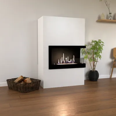 Produktbild von GLOW FIRE Ethanol Kamin 'Halden Rechts' | Ethanolofen in Weiss mit 3 Std. Brenndauer und 2 KW Heizleistung | BxHxT: 90x140x37 cm