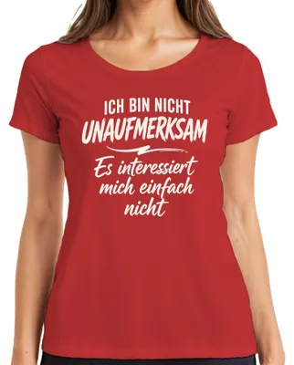 Immagine prodotto di Non sono distratto. Maglietta da donna, colore rosso, con scritta "Statement", "Sarcasmo", "Gag". Taglia S
