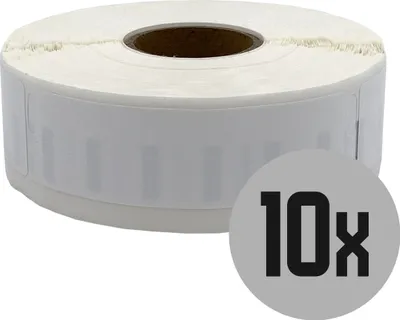 Produktbild von DULA Dymo kompatible Etiketten, 64 x 19 mm, Weiß, Polypropylen, Selbstklebend, 10 Rollen, 450 Etiketten pro Rolle