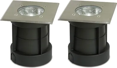 Produktbild von 2er Set LED Bodeneinbaustrahler IP65 Nickel matt eckig 3 Watt