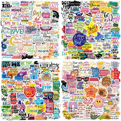 Produktbild von 200 Stück Inspirierende Sprüche Sticker, Motivation Sticker Set, Vintage Sticker, Wasserdichte Aufkleber, Niedliche Vinyl Aufkleber für Laptop Mobiltelefone Skateboard Gepäck usw