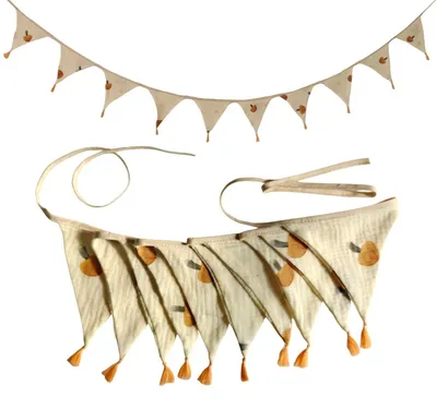 Produktbild von 2er Set Wimpelkette - Stoffgirlande - Wimpelgirlande mit Flaggen - Geburtstagsgirlande - Partydekoration - Stoff-Wimpelkette für Geburtstag - G