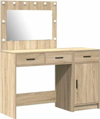 Produktbild von vidaXL Schminktisch mit Spiegelbeleuchtung 2 pcs Braun Holzwerkstoff