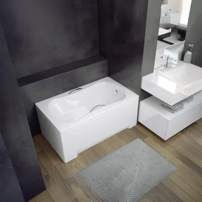 Produktbild von BADLAND Badewanne Rechteck Aria Plus 120x70 mit Ablaufgarnitur, Handgriffen und Füßen GRATIS ohne Verkleidung