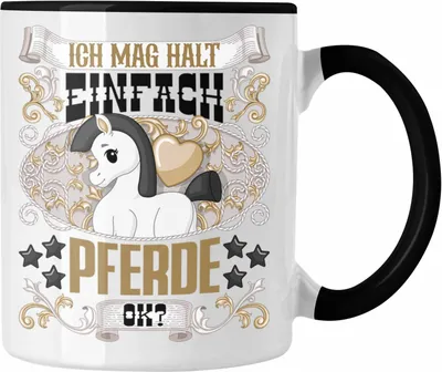 Produktbild von Trendation - Pferde Tasse Geschenk Pferde Besitzer Spruch Reiterin Geschenkidee Ich Mag Halt Einfach Pferde Ok (Schwarz)