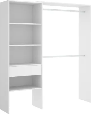 Produktbild von Kleiderschrank Dgarut, Struktur für begehbaren Kleiderschrank, Offene Garderobe, 160x40h187 cm, Weiß