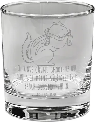 Produktbild von Mr. & Mrs. Panda Glas Eichhörnchen Smoothie - Transparent - Geschenk, Cocktailglas, Green Smoothies, Trinkglas, Streifenhörnchen, Abnehmen, gravur, Ballonglas, Gute Laune