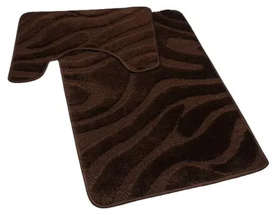 Image de Lot de 2 tapis de bain avec découpe pour les toilettes, Venus 50 x 80 + 40 x 50, marron