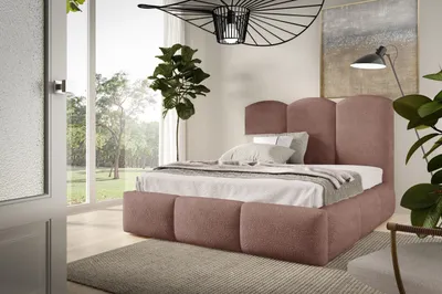 Produktbild von Polsterbett BAILEY mit Bettkasten| Bubble Bett 120x200| Bett| Doppelbett mit Stauraum und Lattenrost, Boxspringbett-Optik| ohne Matratze- Schmutzrosa