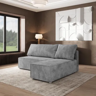 Produktbild von Masseno Ecksofa BRISO P mit Schlaffunktion L-Form, Sofa mit Bettkasten, Wohnzimmersofa, Couch, Soffa, Bettsofa, Couchgarnitur- Hellgrau, POSO 55