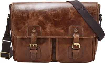 Produktbild von FOSSIL Leder Laptoptasche Businesstasche mit Laptopfach Greenville Messenger Cognac braun