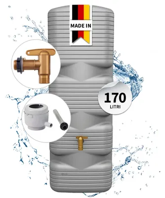 Immagine prodotto di 4rain QUADRO serbatoio da parete set completo 170 litri grigio cemento incl. rubinetto in plastica e raccordo pluviale, Immagine generata dall'IA