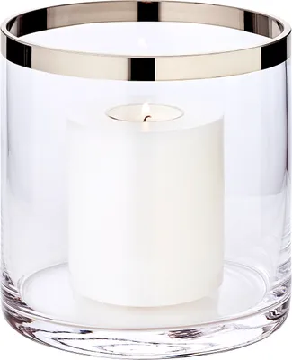 Produktbild von Windlicht Molly, mundgeblasenes Kristallglas mit Platinrand, Höhe 15 cm, Durchmesser 15 cm