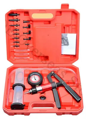 Zdjęcie produktu dla Tester pomp próżniowych, zakres ciśnienia do 45 PSI, zakres próżni do 20 inHG, zestaw 22-częściowy, konstrukcja aluminiowa, kompatybilny z systemami samochodowymi