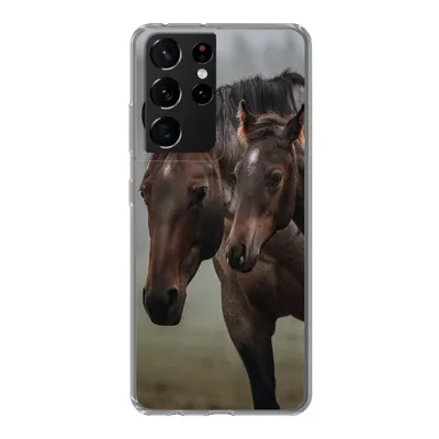 Produktbild von MuchoWow® Handyhülle Schutzhülle Hülle für Samsung Galaxy S21 Ultra Pferde - Nebel - Landschaft Silikon Softcase Handy Hülle - Mobiltelefon