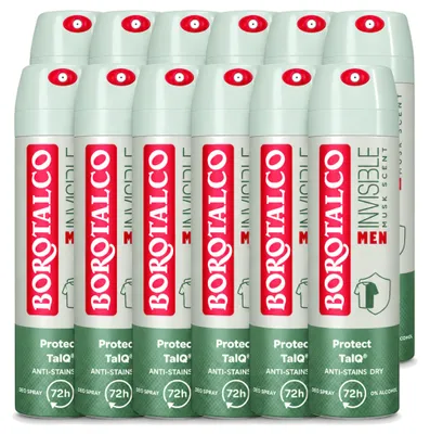 Immagine prodotto di 12 flaconi di deodorante spray Borotalco Men Musk - 150 ml - Confezione  - 12 pezzi