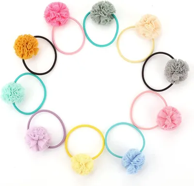 Imagen del producto de Diademas con pompones de flores, 20 unidades, 10 colores, para niñas y mujeres