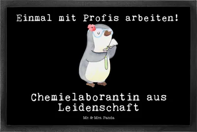 Produktbild von Mr. & Mrs. Panda Schmutzmatte Chemielaborantin Leidenschaft 50 x 75 cm - Schwarz - Geschenk, Bodenvorleger, fußmatte, Spruch, Fußabstreifer, Studium, Schuhabstreifer