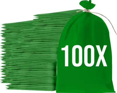 Produktbild von Bazko Leere Hochwasser Sandsäcke zum Befüllen 100 Stück | PP Gewebesack 65x105 cm | Sandsack Wasserschutz grün | Gartensack mit Bindegarn