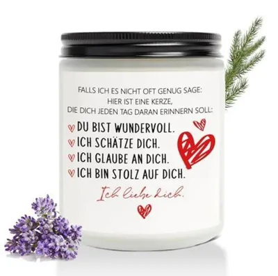 Image de Bougie parfumée à la lavande, cire de soja, cadeau pour lui ou pour elle, anniversaire, Saint-Valentin