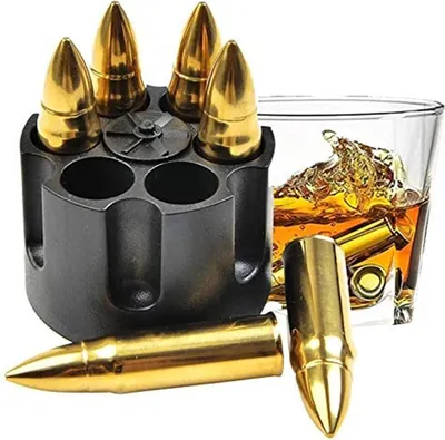 Produktbild von Whiskey Bullet Stones - Kühlsteine für Getränke - Set von 6 - Edelstahl