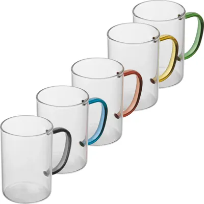 Produktbild von 5x Kaffeetasse / Teetassse / aus Glas / 250 ml / 5 Farben sortiert