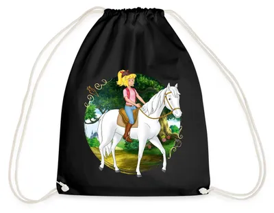 Produktbild von Spreadshirt Bibi Und Tina Ausritt Mit Sabrina Turnbeutel, One size, Schwarz