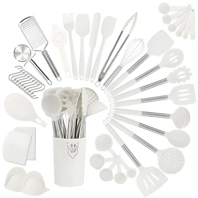Küchenutensilien-Set, 44-teilig, Silikon & Holz, antihaftbeschichtet