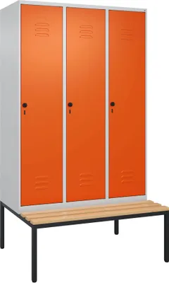 Produktbild von C+P Garderobenschrank "Classic Plus", Abteilbreite 40 cm, mit Sitzbank, Reinorange (RAL 2004), 212x120x50 cm/ 3 Fächer