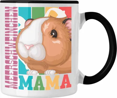 Produktbild von Trendation - Meerschweinchen Mama Tasse Geschenk für Hasen Besitzerin Spruch Geschenkidee (Schwarz)