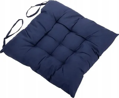 Produktbild von Sitzkissen 40x40 cm Marineblau weich, mit Bändern, Stuhlkissen für Garten & Terrasse 1 Stk.