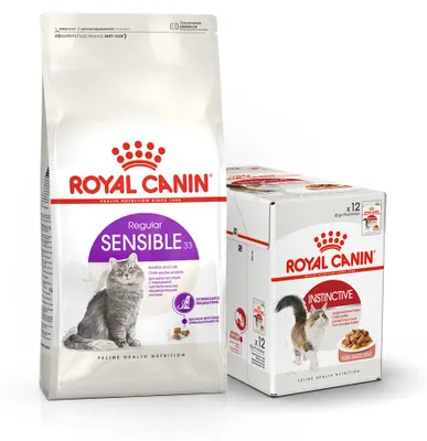 Zdjęcie produktu dla Royal Canin Sensible 33 10kg + Instinctive 12x85g Sucha i Mokra Karma Dla Wrażliwych Dorosłych Kotów