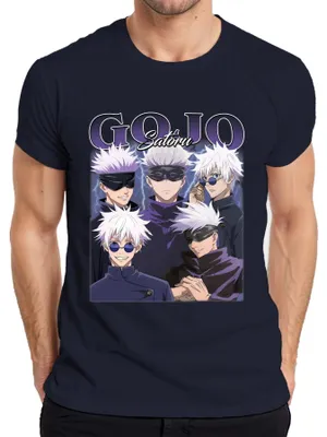 Produktbild von Gojo Satoru Jujutsu Kaisen Augenbinde weißes Haar Anime Geschenk Herren T-Shirt, Navy, S