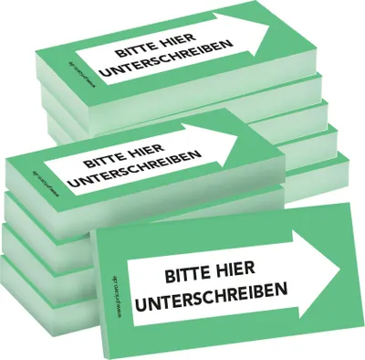 Image de PRICARO Notes repositionnables "Bitte hier unterschreiben", droite verte, 100 feuilles, 10 pièces