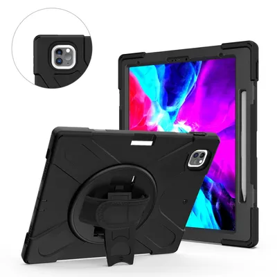 Immagine prodotto di Per Apple iPad Pro 13 2024 Custodia protettiva ibrida a 360 gradi con tracolla nera