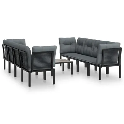 Produktbild von vidaXL 9-tlg. Garten-Lounge-Set Schwarz und Grau Poly Rattan