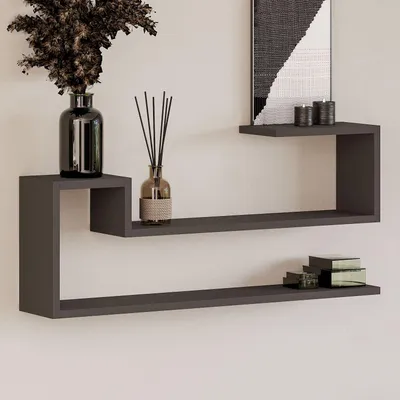 Obrázok produktu pre Skye Decor, kvalitná nástenná polička, farba antracit, 90 cm, 100% melamín, hrúbka 18 mm