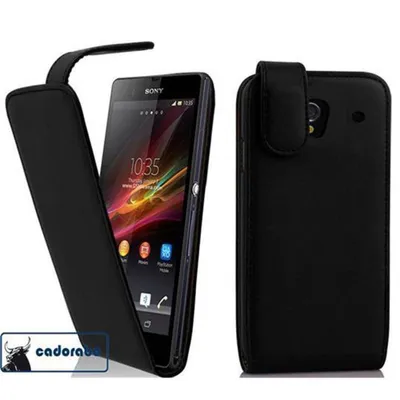 Obrázok produktu pre Cadorabo puzdro pre Sony Xperia Z1 ochranné puzdro v čiernej farbe flipové puzdro na mobilný telefón kryt Imitácia kože