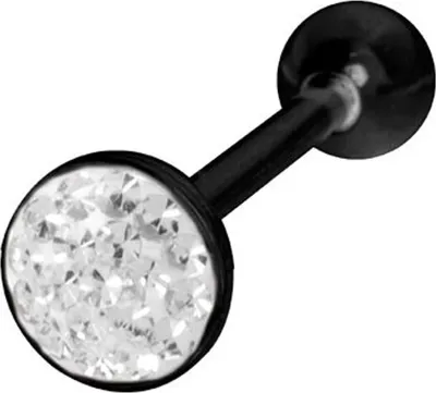 Produktbild von Karisma Edelstahl Blackline Zungenpiercing Hantel Piercing Mit Kristall Elements Cup Size 8mm und Epoxydharz Schicht- Weiss - 16.0 Millimeter