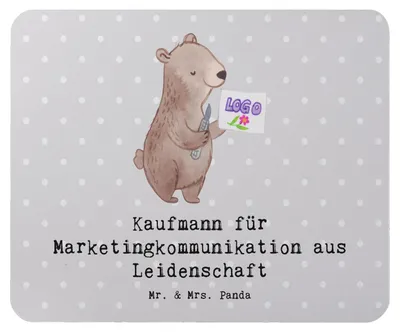 Produktbild von Mr. & Mrs. Panda Mauspad Kaufmann für Marketingkommunikation Leidenschaft - Grau Pastell - Geschenk, mausteppich, computer, Mousepad, mousematte, Mouse Pad