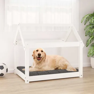 Produktbild von The Living Store Hundebett Weiß 81x60x70 cm Massivholz Kiefer