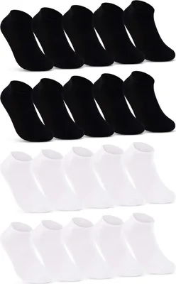 Produktbild von 10, 20 oder 30 Paar Sneaker Socken Herren & Damen Schwarz Weiß Grau Baumwolle 16900 - 10x Schwarz 10x Weiß 43-46