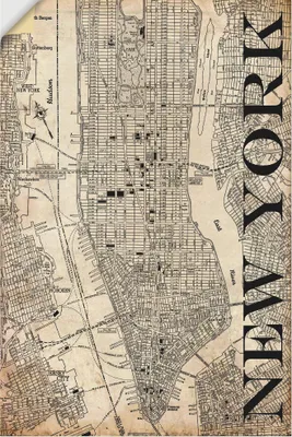 Produktbild von ARTland Wandbild, selbstklebend New York Karte Straßen Karte Grunge Größe: 20x30 cm