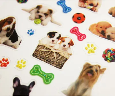 Image de Autocollants - Chiots - Paillettes - 1,8 cm
