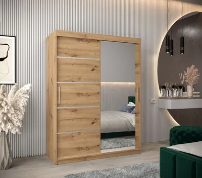 Obrázok produktu pre Šatníková zrkadlová skriňa ADELA - 150 cm, dub artisan