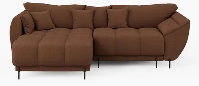 Produktbild von Ecksofa LEGRO Links Kuperfarben Bouclé-Stoff L-Form Couch mit Schlaffunktion & Bettkasten